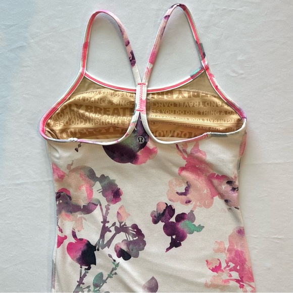 Lululemon Womens Tank Top Power Y Built In Shelf Bra Racerback Blurred Blossom 4 - Picture 10 of 16